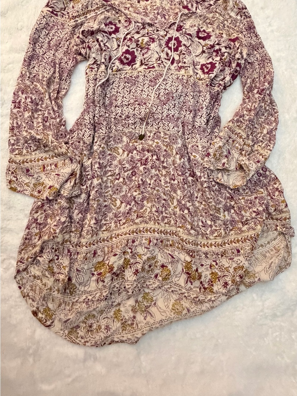 Billabong Floral Tunic Dress - Pink, Cream & Gold Accents